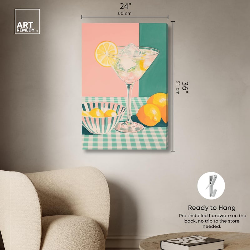 Lemon Slice Drink Canvas by Art Remedy, Gallery Wrapped