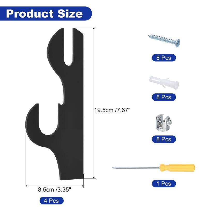 2 Pair Sword Holder Wall Mount, Acrylic Sword Display Stand, Black - Black