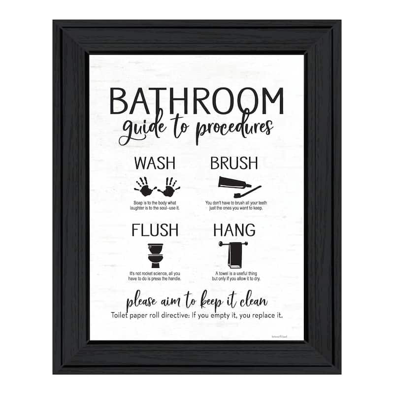 TrendyDecor4U Contemporary "Bathroom Guide" Framed Print Wall Art