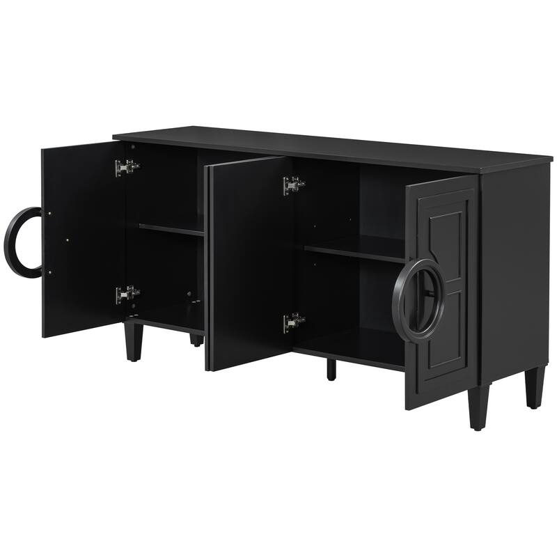 French-Style 4-Door Buffet Cabinet Sideboard with Round Handles, for Living Room, Entryway and Study