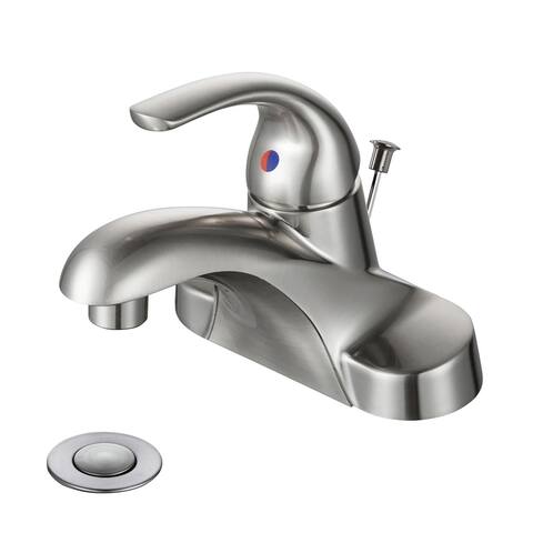 WOWOW 4 in. Centerset Single-Handle Low Arc Bathroom Faucet with Drain Kit Included