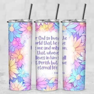 God So Loved the World John 3:16 Bible Verse Daisies 20 Oz Tumbler w ...