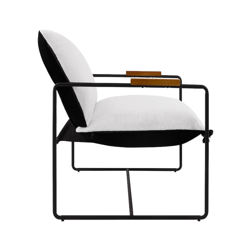 Accent Chair with Detachable Double-sided Cushion, Modern Upholstered Armchair with Metal Frame - 25.2'' H X 30.3'' W X 30.3'' D