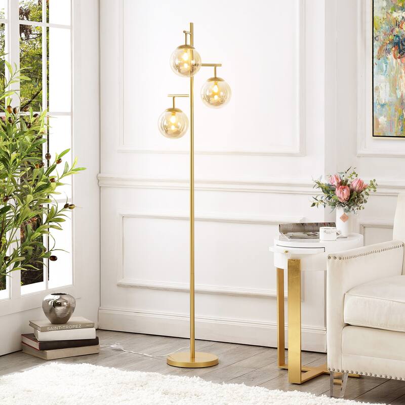 GetLedel 68.9-inch 3-Light Tree Floor Lamp with Glass Globe Shades