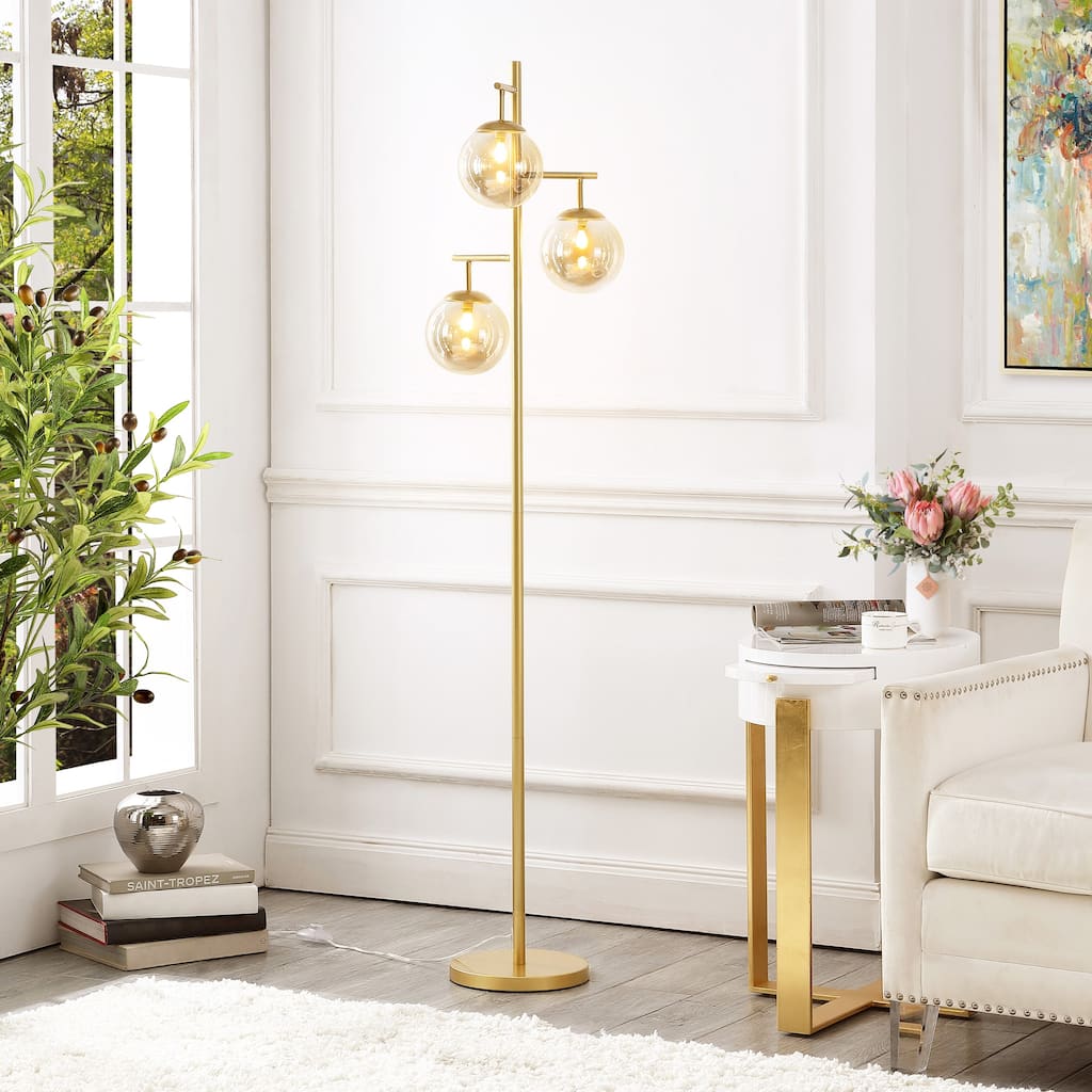 GetLedel 68.9-inch 3-Light Tree Floor Lamp with Glass Globe Shades