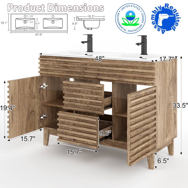 Bathroom Vanity Set W/Drop in Sink Faucet Cabinet Combo