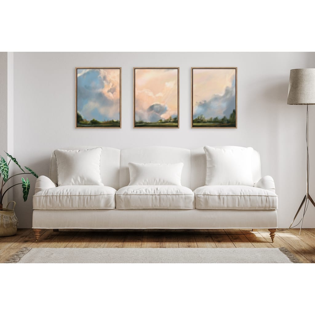 Kate and Laurel Sylvie Clouds Framed Canvas Art Set by Mary Sparrow