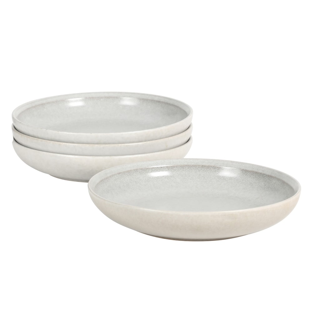 Gibson Elite Beckett 4-Piece Dinner Bowl Set - Reactive Glaze Stoneware - Shallow Pasta Bowls