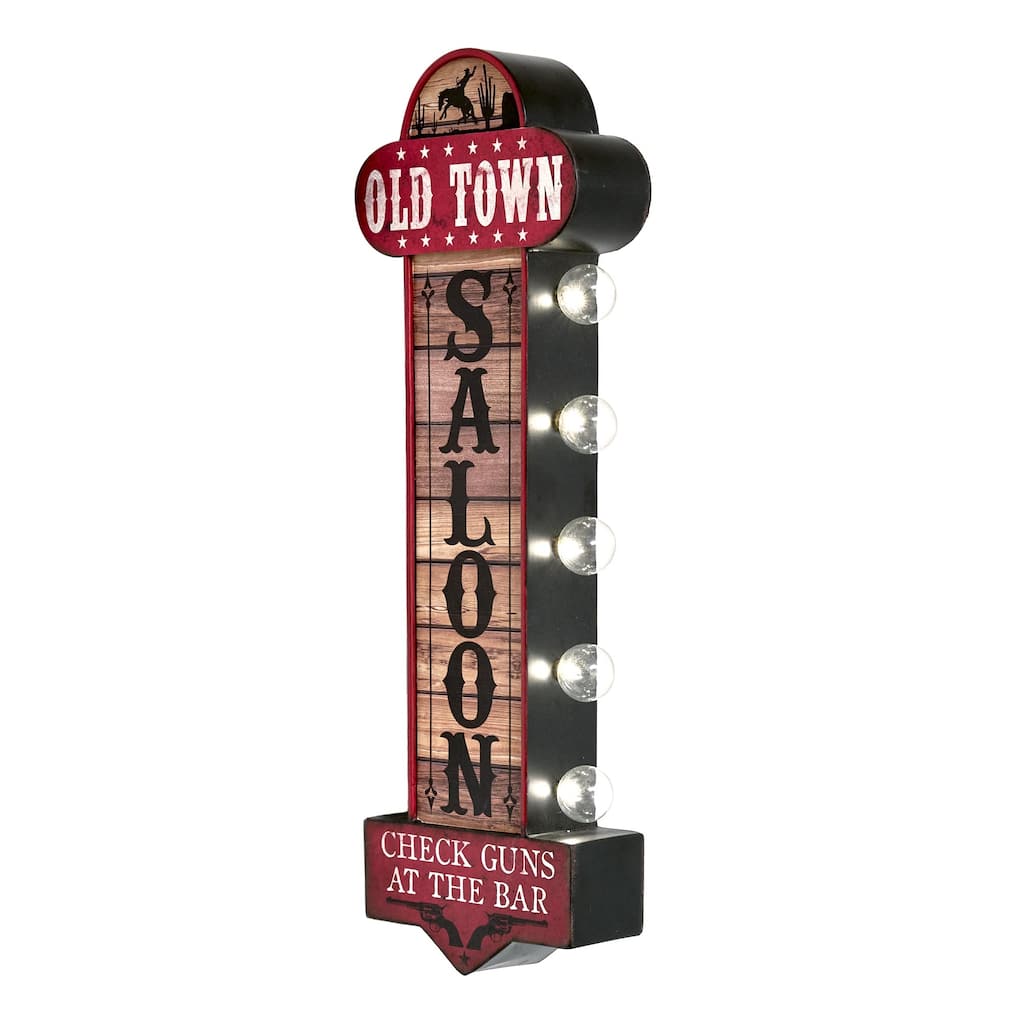American Art Decor Old Town Metal LED Marquee Sign - 3" x 7.9" x 24.8" - 3" x 24.8"