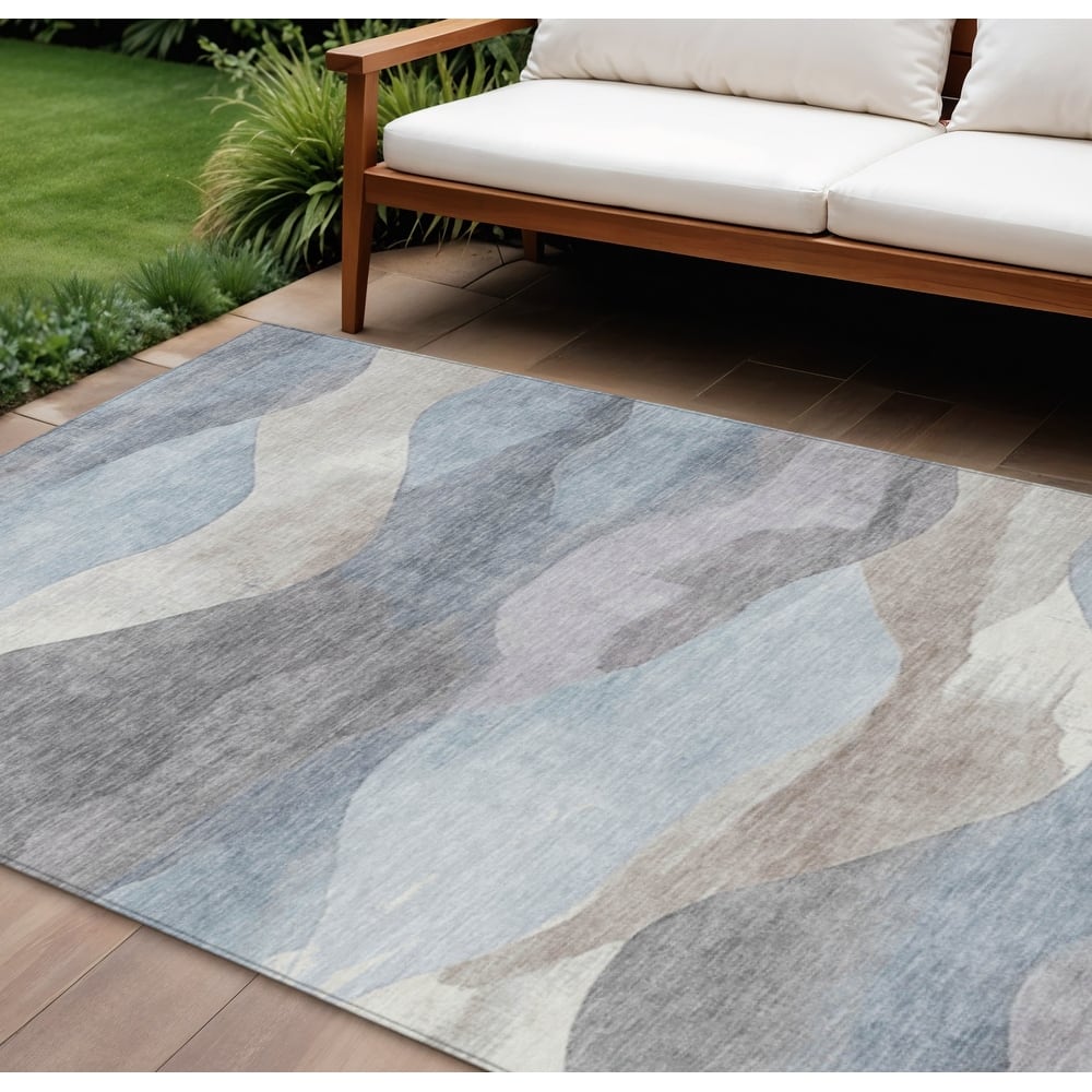 HomeRoots Abstract Transitional Rectangle Outdoor Rug