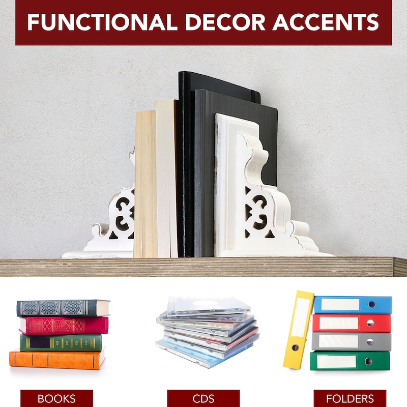 American Art Decor Heavy Duty Wood Bookends for Books/CDs/Vinyls