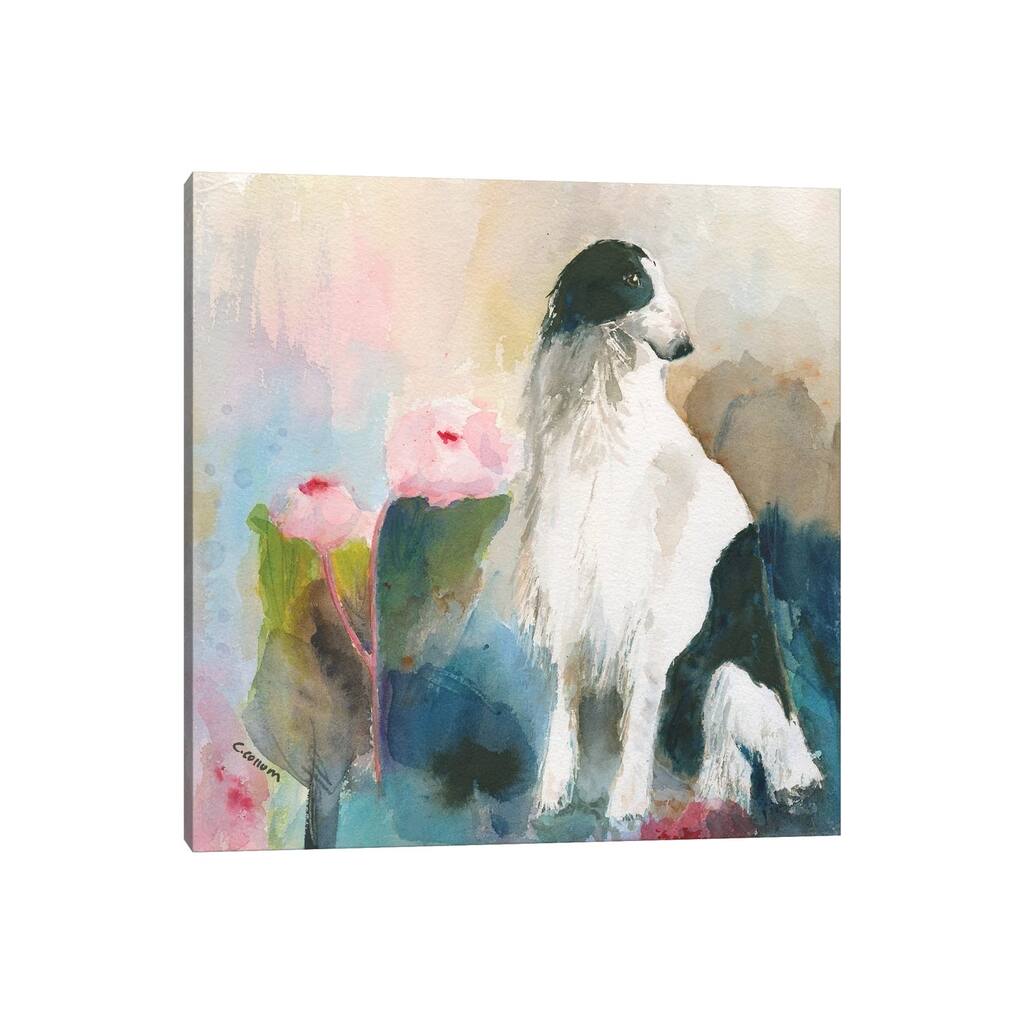 iCanvas "My Borzoi In My Garden" by Connie Collum Canvas Print