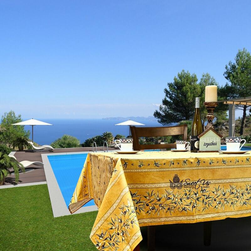 Wipeable Tablecloth, Spillproof, French Acrylic Coated, Gold