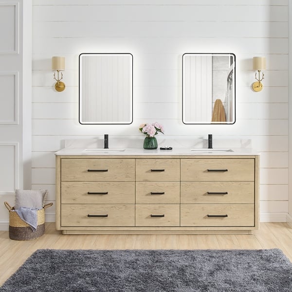Porto Bath Vanity with White Quartz Stone Top without Mirror On Sale
