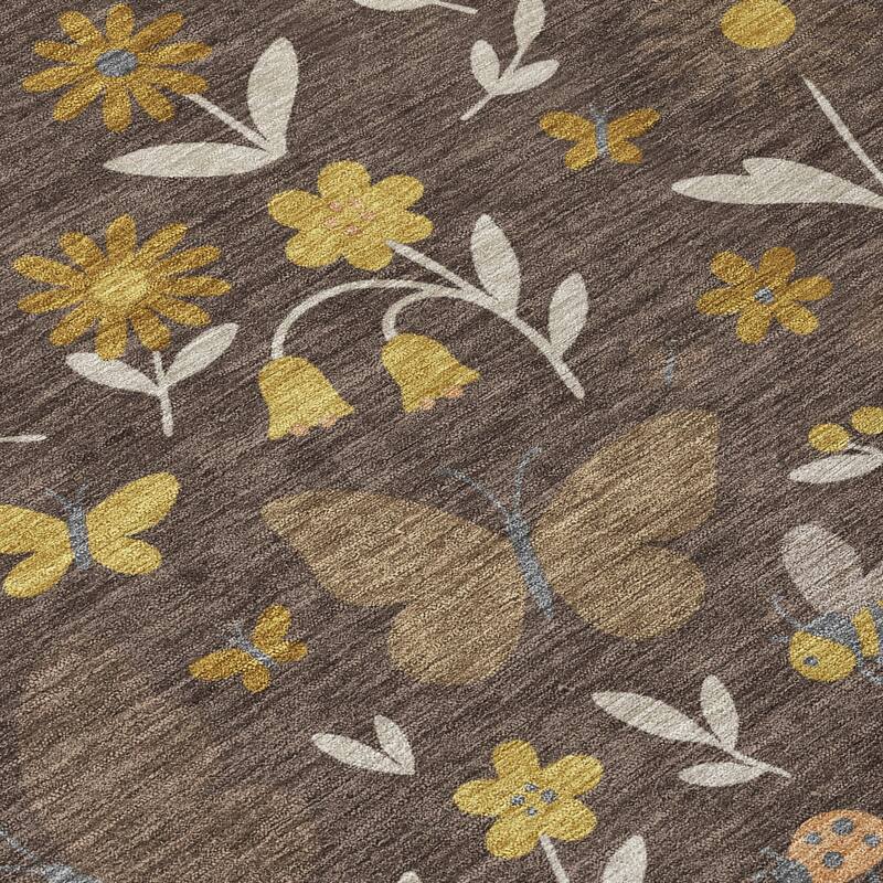 Machine Washable Indoor/ Outdoor Whimsy Butterfly Chantille Rug