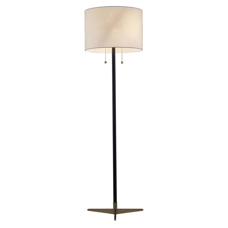 Traditional 2-Light Antique Brass And Black Floor Lamp