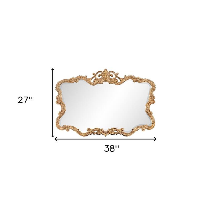 HomeRoots 27" Gold Ornate Scroll Framed Accent Mirror - 38