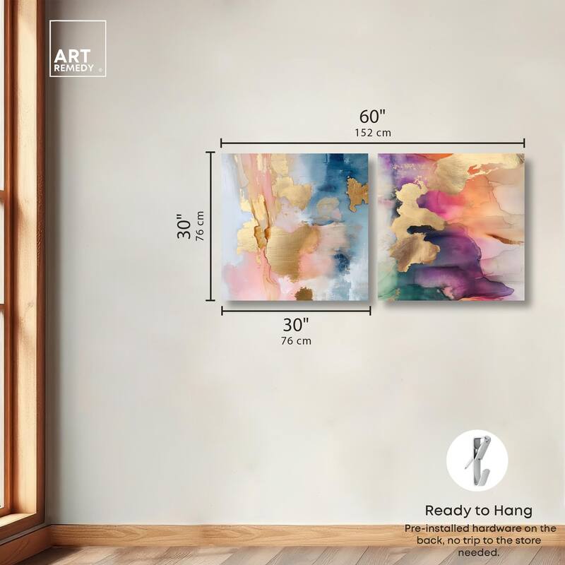 Gold Foil Set Canvas Set of 2 by Art Remedy, Gallery Wrapped