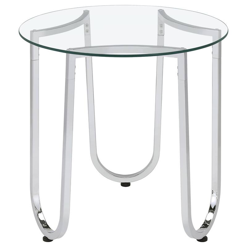 Beller Round Tempered Glass Top Coffee Table Set Chrome