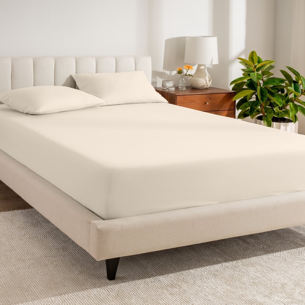 Bare Home Organic Cotton Percale Fitted Bottom Sheet