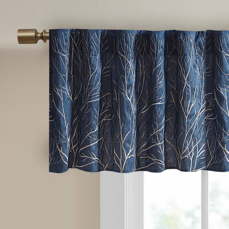 Madison Park Eliza Faux Silk Embroidered Window Valance - 50 x 18"