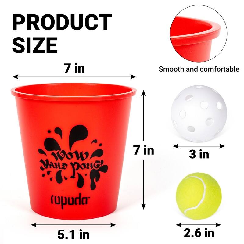 ROPODA Giant Yard Pong, Yard Games with Durable Buckets and Balls, Red