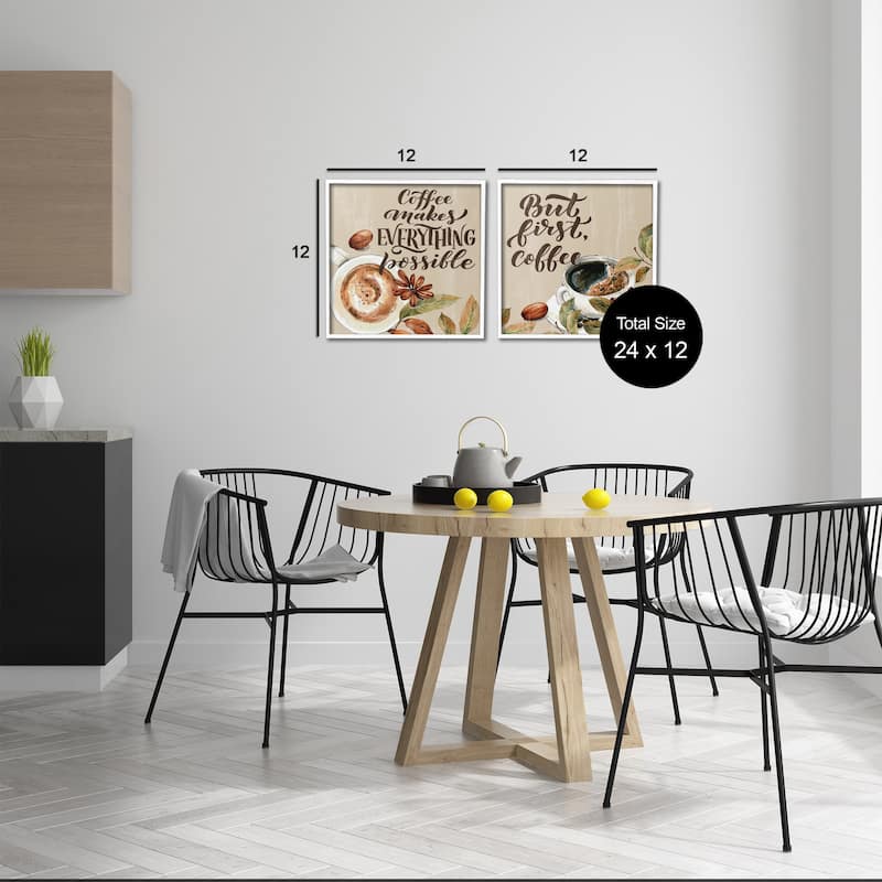 Stupell Morning Coffee Classic Phrases Framed Giclee Art Design By Kim Allen (Set of 2)