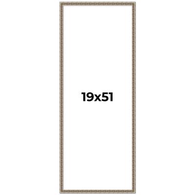 19x51 Frame Silver Versailles Ornate Solid Wood Picture Frame | 1 Inch