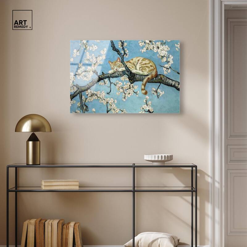 Autumn Blossom Kitten Acrylic by Art Remedy, Ready to Hang