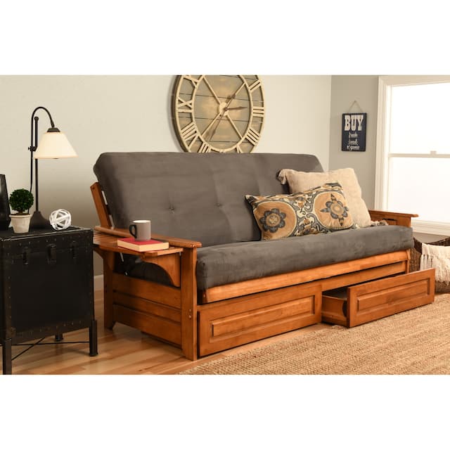 Copper Grove Dixie Oak Full-size 2-drawer Futon Frame with Mattress - Suede Gray