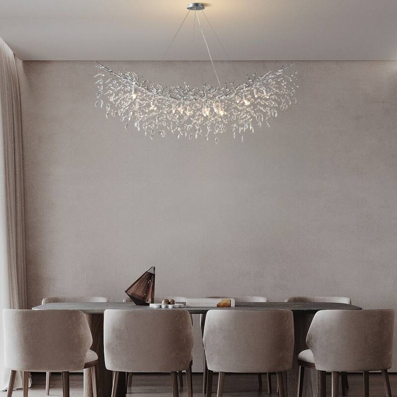 Modern Branch Crystal Linear Chandelier, 1100-1830mm Dining Pendant Light
