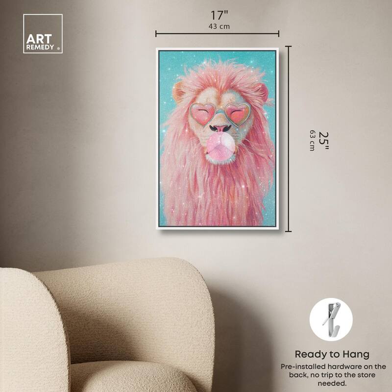 Pastel Lion Bubblegum Canvas by Art Remedy