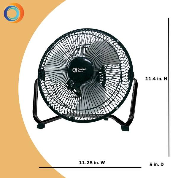 Shop Comfort Zone Czhv9b 9 Inch High Velocity 3 Speed Floor Fan With 180 Degree Tilt Overstock 12485225