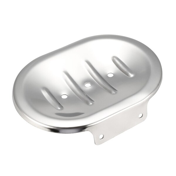 Soap Dish Holder Saver SUS304 Stainless Steel Wall Mounted Tray (Silver)