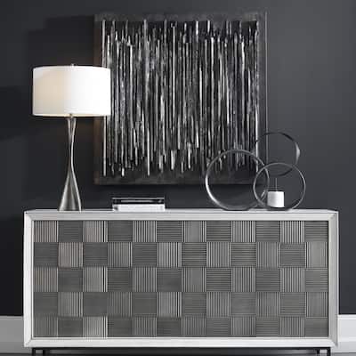 Wooden Square Wall Decor - 40" - Fossil Gray