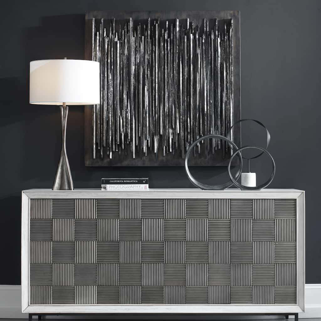 Wooden Square Wall Decor - 40" - Fossil Gray