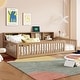 preview thumbnail 3 of 10, Brown Wood Twin XL Size Daybed with USB Ports and Storage Shelves, Box Spring Not Required