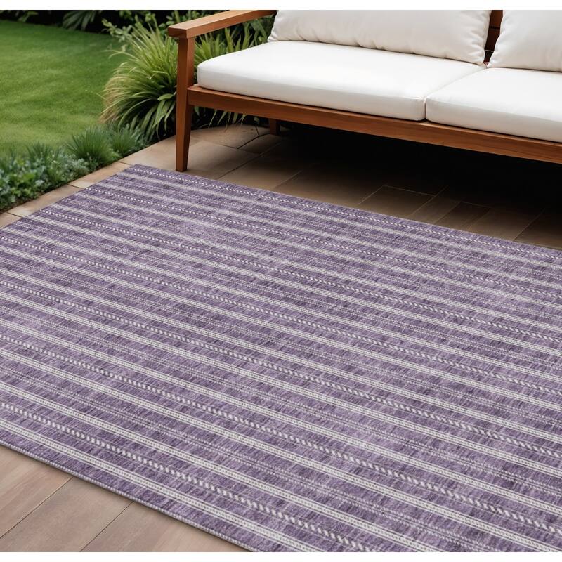 HomeRoots Striped Transitional Rectangle Outdoor Rug - 9' X 12'