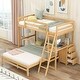 preview thumbnail 12 of 24, Bunk Bed with Built-in Desk and Three Drawers Natural