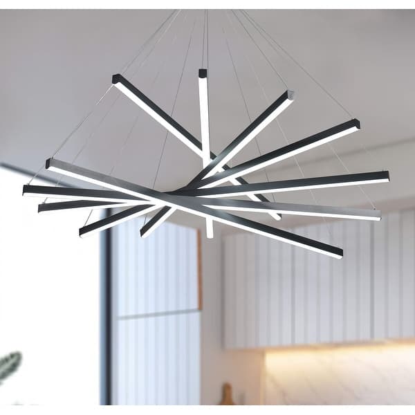 Modern Black 7-Light Smooth Line Design LED Pendant Lighting Fixture ...