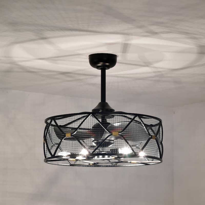 Nelle 24-inch Matte Black 6 Lights 3 Blades Lighted Ceiling Fan with Remote