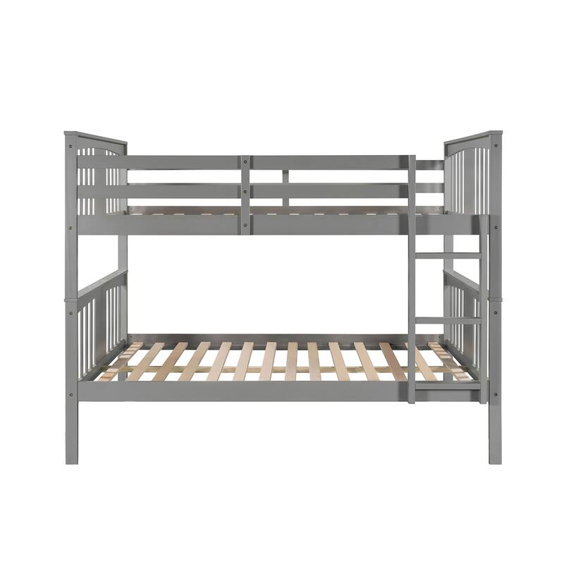 Twin Over Full Bunk Bed, Converted into 2 Beds, Solid Wood Bunkbeds Bedframe with Safety Rail and Ladder, for Kids/Teens Bedroom