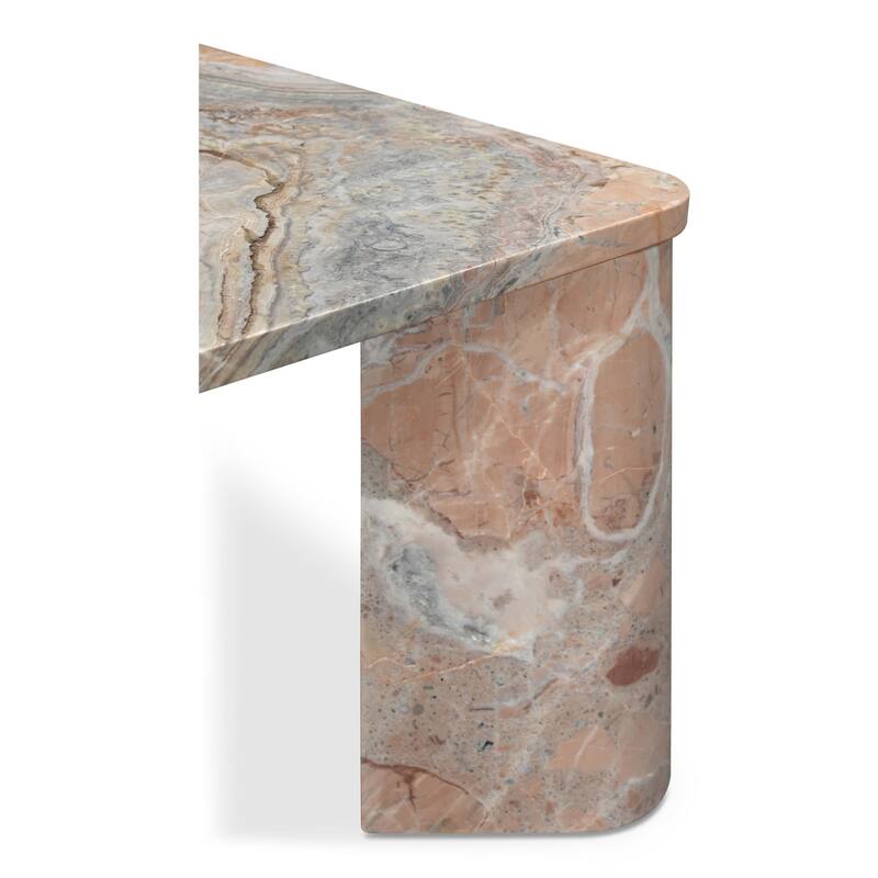 NADAAL STUDIOS Philip Coffee Table, Solid Orange Lavante Marble, Square Design, Orange