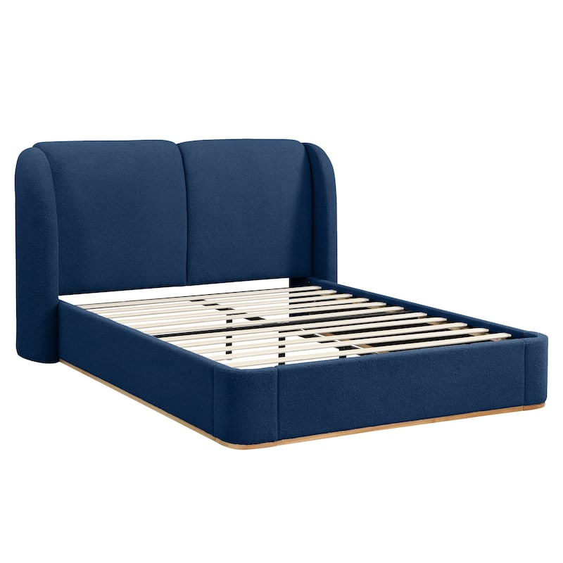Christopher Knight Home - Valerian Boucle Upholstered Platform Bed with Double-Pillow Headboard