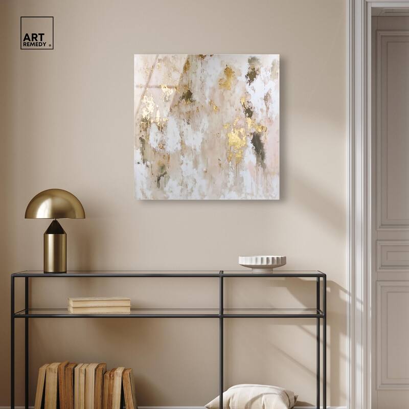 Golden Glimmer Gesture II Acrylic by Art Remedy, Ready to Hang