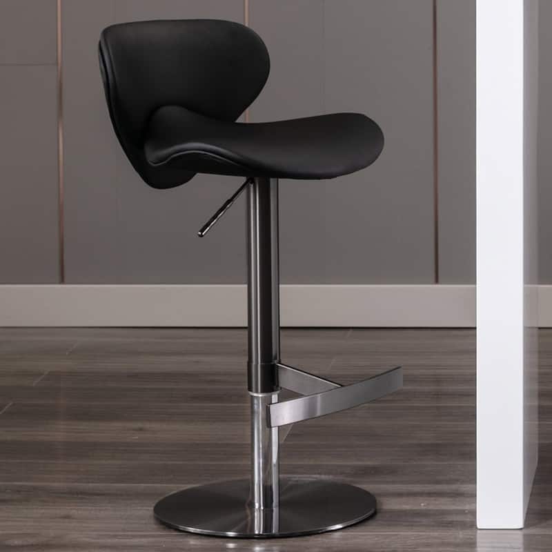 360 Degree Swivel Stainless Steel Adjustable Height Bar Stool - Black