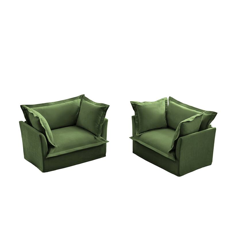 Upholstered Armchair Set of 2, Living Room Reading Chair with High Back Pillows, Removable Chair, Cover Modern Single Sofa Chair