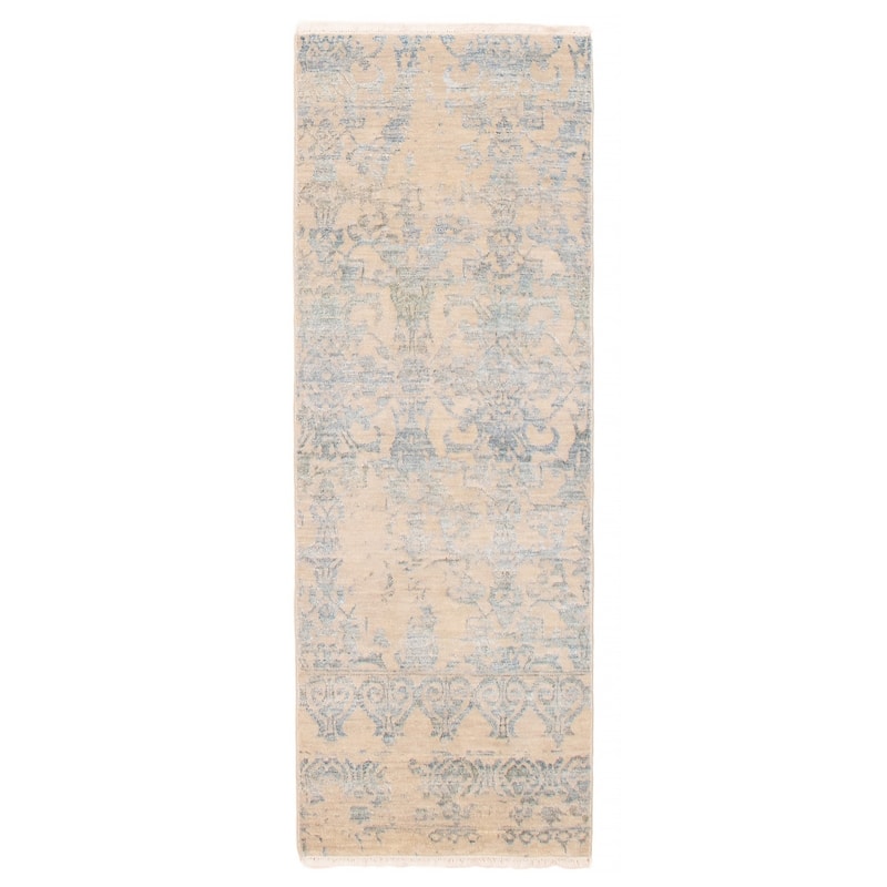ECARPETGALLERY Hand-knotted Heritage Khaki Silk, Wool Rug - 2'6 x 6'11 - Khaki - 2'6 x 6'11