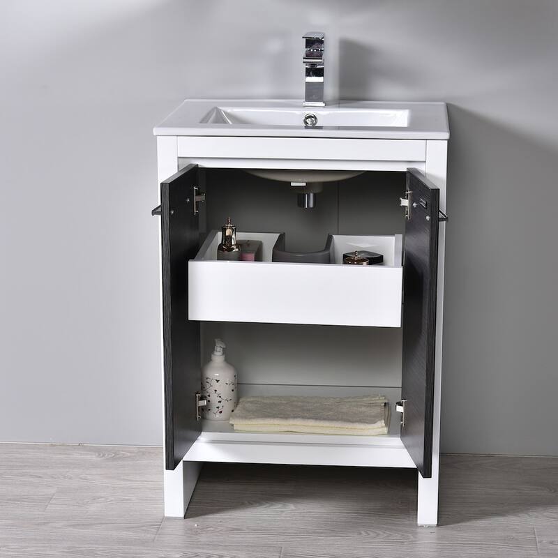 Solid Wood Bathroom Vanity with Mirror Medicine Cabinet