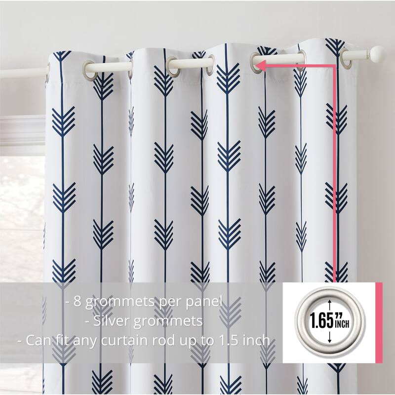 HLC.me Arrow Thermal Room Darkening Blackout Energy Efficient Window Curtain Grommet Panels - Set of 2